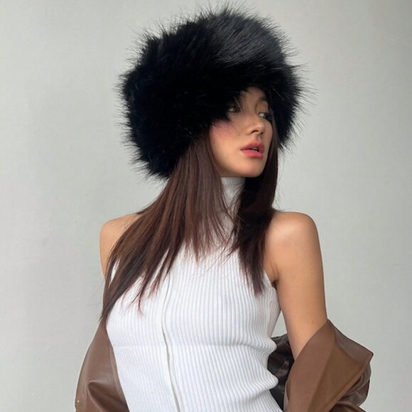 Accessories - Black Women's Warm Pure faux fur headband